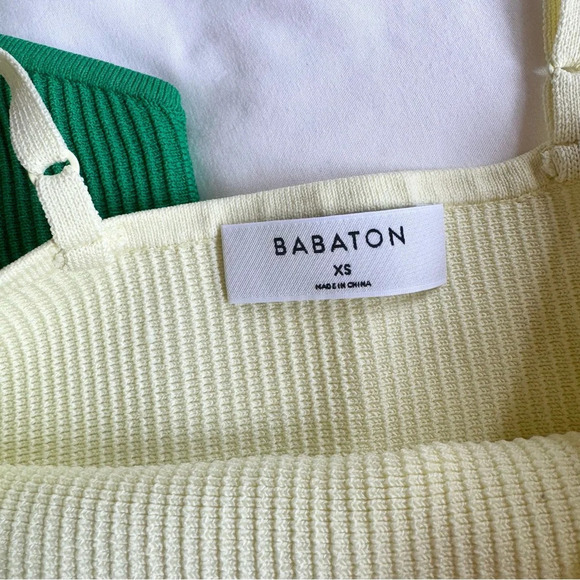 NWT Aritzia Babaton Sculpt Knit Cami Tank Bundle of 2 Yellow Green XS - Picture 3 of 5